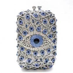 New Eye diamond evening bag banquet dress crystal bag hollow metal rhinestones purse vertical women's clutch bag