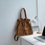 New Students Casual Pleated Solid Color Shoulder Bag Fashion Versatile Backpack Large Capacity Nylon Bag With Many Pockets