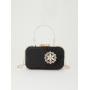 Good quality box clutch bag metal handle handbags glitter fabric shiny rhinestone flower purse tassels evening bag