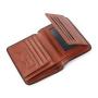 NEW Man Casual Short Trifold Wallet Vintage Slim cow leather wallet for men credit card holder multi-function wallet with zipper