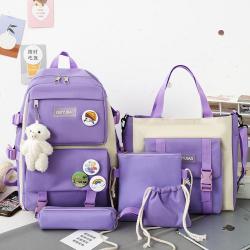 Student backpack new school bags female large capacity Korean style five sets of student schoolbag outdoor travel shoulder bags