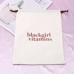 Custom Logo Printing White Cotton Twill Drawstring Bag For Hat Shoes Underwear Luxury Cotton Gift Dust Pouch