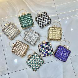 Luxury acrylic  Crystal Square Evening Bags Glass Wedding Clutch Party Purse Colorful Blue Grey Customized Bridal Minaudere