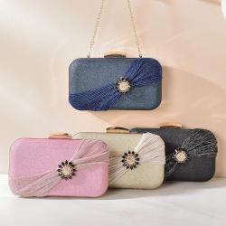 Beautiful Ladies Diamond Flower Hand Bags Four Color Party Sequin Evening Clutch Bags For Girls sac tendance 2024