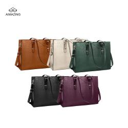 Luxury Alligator Crocodile Print Custom Logo Ladies Fashion Laptop Handbag For Women Laptop Handbag
