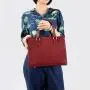 Top Handle Smooth Pu Leather Handbag Large Capacity Custom Tote Handbag Female Bag