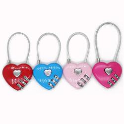 KBW389 Hot Selling Wire Rope Combination Lock Aluminum Luggage Combination Lock Wholesale Wedding Love Lock