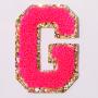 Stock Hot Pink with Glitter English Letter A-Z Iron On Adhesive Repair Alphabet Sewing Appliques Clothing Chenille Patch