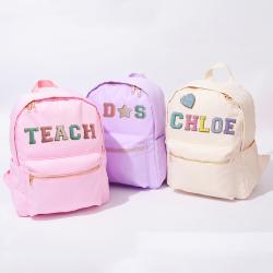 Keymay Hot Sale High Quality Personalized Chenille Letter Patches Nylon Kids Student Backpack School Book Bag School Backpack
