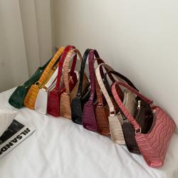 Fashion Alligator Pattern Solid Color Bag Single Shoulder Portable Armpit Bag China Wholesale PU Ladies Shoulder Bag