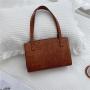 Custom Logo High Texture Handbags Simple Women's Shoulder Bag Fashion Retro Pu Leather Crocodile Print  Tote Bag