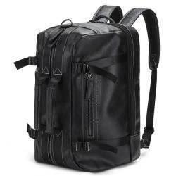 2023 New Men's Large Capacity PU Leather Backpack Waterproof Straddle Travel Computer Bag with USB Portability