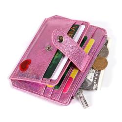 CUIKCA New Fashion Women Glitter Leather Slim Wallet Zipper Coin Girl Purse Buckle ID Bank Credit Card Holder  ID & Card Holder