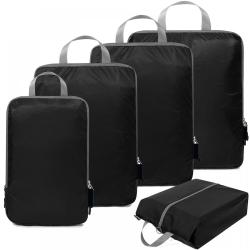 Custom Logo Luxury 4/5 Pcs Compression Packing Cubes Travel Storage Expandable Luggage Organizer Bags Set
