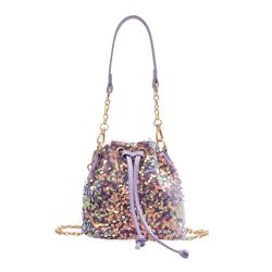 2023 Fashion sequins mini bucket chain ladies hand bags shoulder crossbody bling purse luxury handbags for women