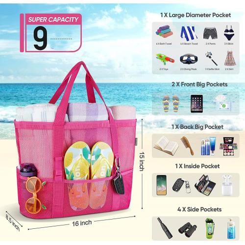 High Quality Large Beach Pool Mesh Tote Bag Women Tote Travel Beach Picnic Bag Beach Shoulder Shopping Bag