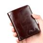 ZF208 Men Wallet Genuine Leather Oil Waxed Head Layer Cowhide Anti-theft Brush Vertical Card Bag Short Trifold Money Clip