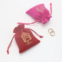 Custom Gold Logo Jewelry Suede Bag Mini Suede Gift Cosmetic Drawstring Pouch For Packaging