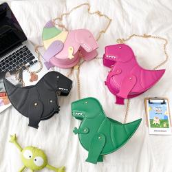 Fashion creative bizarre three-dimensional dinosaur diagonal cross bag personality rivets cute cartoon animal female bag