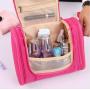 Gelory Cosmetic Bag With Zipper and Hook Travel Hanging Makeup Bag Household Large Space Polyester Tote Toiletry Bag Foldable