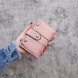 2024 Spring and summer new short women's wallets fashion frosted ladies student trifold small wallet buckle purse wholesale
