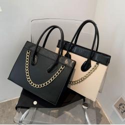 Fashion Large Capacity Women's Bag Fashion Contrast Color Versatile Chain Handbags Ladies Crocodile Pu One Shoulder Tote Bag