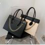 Fashion Large Capacity Women's Bag Fashion Contrast Color Versatile Chain Handbags Ladies Crocodile Pu One Shoulder Tote Bag
