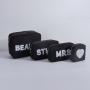 Keymay Custom Black Waterproof Nylon Organizer Set Inner Zipper Pocket Wash Bag Pearl Embroidery Personalized Makeup Bag