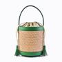 2024 Bag Ladies Luxury Flax Raffia With Leather Women Bucket Straw Bag Tote Handbags Drawstring Bucket Bag
