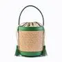 2024 Bag Ladies Luxury Flax Raffia With Leather Women Bucket Straw Bag Tote Handbags Drawstring Bucket Bag