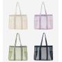 HR480 Women's One Shoulder Travel Bag Mesh Beach Leisure Swimming Fitness Tote Bag Clothes Hollow out Portable Shopping Bag