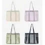 HR480 Women's One Shoulder Travel Bag Mesh Beach Leisure Swimming Fitness Tote Bag Clothes Hollow out Portable Shopping Bag