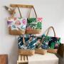 CCF527 Eco Friendly Reusable Canvas  Shopping Tote Bag Outdoor Beach Shoulder Bag Woman's Tote Zipped Closure Tote Bags