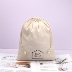 Eco-Friendly Muslin Cotton Drawstring Dust Pouch For Packaging Shoe Custom Organic Cotton Shopping Shoe Bag