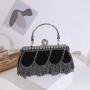 Wholesale Inlaid Diamond Tassel Handheld Chain Box Dinner Hand Bags Ladies Rhinestone Evening Bag Women Handbag