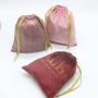 Custom Gold Logo Velvet Cosmetic Gift Packaging Drawstring Bag Luxury Soft Velvet Travel  Hair Clothes Dust Pouch
