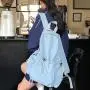 Korean style simple smog blue backpack convenient travel backpack lightweight nylon drawstring backpack