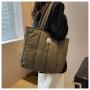HR442 New Personalized Trend Vertical Stripe Shoulder Bag Fabric Face Simple Women's Bag Filled Cotton Soft Glutinous Tote Bag