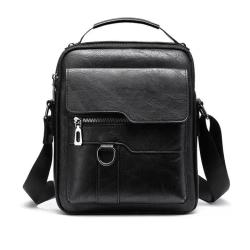 Custom logo factory Pu Leather black Cross business Bag Men's Shoulder Messenger Bag vintage