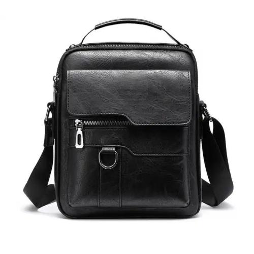 Custom logo factory Pu Leather black Cross business Bag Men's Shoulder Messenger Bag vintage
