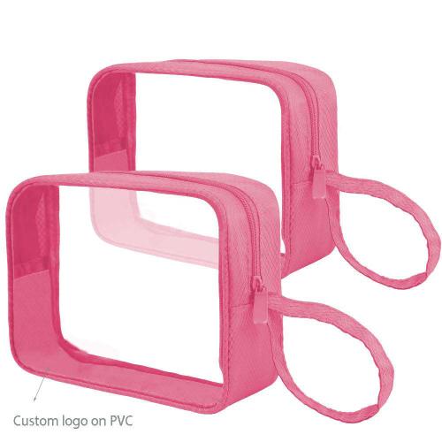 Gelory Fashion Transparent Pink Make Up Bags Wash Organizer Toiletry Makeup Cosmetic Bag Beauty Case Travel Storage Bath Pouch