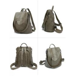ZF282 PU Shoulder Bag Female New Korean Version Student Schoolbag Trend Solid Color Ladies Soft Leather Leisure Backpacks