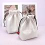 Wholesale Emboss Square Bottom PU Leather Cosmetic Bag Small White Travel Makeup Brush Candy Storage Drawstring Leather Pouch