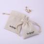 Eco-friendly Recycled 100% Cotton Linen Jewelry Pouch Custom Logo Printed Gift Packing Linen Dust Bag