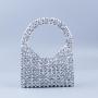 New arrival acrylic resin handmade hand bag silver beaded shoulder bag diy portable mini bucket woven bags for women