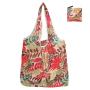 High Quality Floral Print Folding Tote Bag Large Capacity Reusable 190T Polyester Foldable Grocery Shopping Bag
