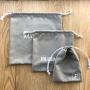 Custom Logo Printed Grey Cotton Linen Drawstring Pouch Cotton Linen Gift Packing Bag