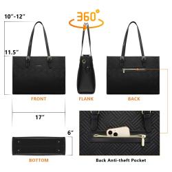 LOVEVOOK PU+Nylon 2pcs 15.6 inch Computer Tote Handbag Ladies Shoulder Bag Purse Business Work Briefcase Laptop Bag for Women