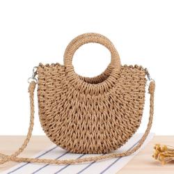 ZWY326 Daily Beach Vacation Girls Knitting Bag New Fashion Half Round Straw Bag Wholesale Eco-friendly Crossbody Shoulder Bag