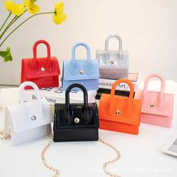 2023 New Fashion Portable Jelly Bag Mini Handbag Open Square Handbag with Button Chain Handbag for Women